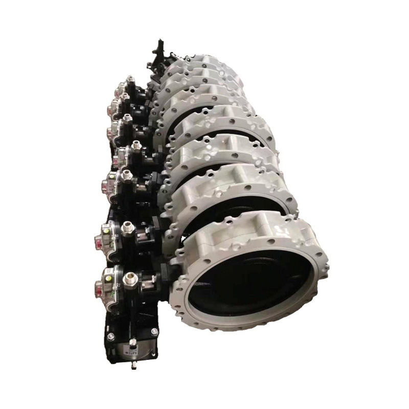 Пневматический клапан-бабочка с двойным фланцем